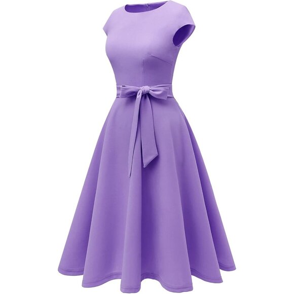 Dresstells Women's Lavender Modest Vintage Cocktail Formal Party Dresses - Picture 3 of 7